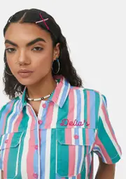 [dELiA*s by Dolls Kill] Out Of Bounds Striped Shirt