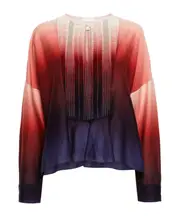 Multicolour gradient-effect pleat-detail blouse Strong strong 2 multi-color