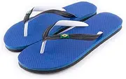 [R-ISLAND] Men's Flip Flops Brazil Logo Adult Flip Flops Great for Home Beach Pool, Blue and black, 11 AU