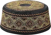 [HKSICHENGKEJI] Muslim Prayer Kufi Hat Men Islam Skull Embroidery Cap Beanie Hat Arabian Omani Turkish Prayer Headwear Eid Gift