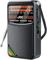 Portable FM/AM/SW Radio with USB Charging, Mini Digital Radio with Magnetic Speaker, AUX Jack & Long Battery Life (87-108MHz/522-1620kHz/5.9-18.0MHz),Black