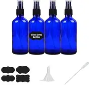 4 oz Blue Glass Spray Bottles for Essential Oils, Small Empty Fine Mist Spray Bottle,2 Pack with Funnel Dropper