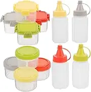CIYODO Set of 12 Mini Condiment Squeeze Bottles Salad Dressing Squeeze Bottle Cheese Slice Container Easy Organization Sturdy Kitchen Storage