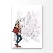 Lady With Red Bag Fashion Store Print 100% Australian Made 100x150cm (Stretched Canvas)