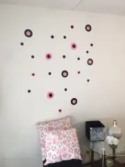 Pink Black Circle Decal Sticker Baby Nursery Kids Room Wall Decal Home Decor