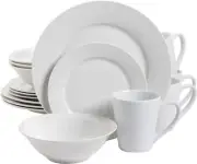 Gibson Home Amelia Court 16-Piece Porcelain Dinnerware Set for 4 – White Round