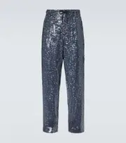 [Dries Van Noten] Dries Van Noten Sequined straight pants UK 34 blue