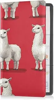 [Caihoyu] Leather Auto Registration Insurance & ID Card Holder Men Women Auto Truck Comparment Accessories Case for any Car, Truck, Motorcycle, Trailer or Boat Cartoon Funny Llama