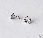 10 Round Flower Earstuds Earwire 925 Sterling Silver Post Closed Loop EF012