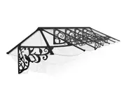CANOPIA - Lily 4.2m x 0.88m Door Awning - Black Aluminium Frame With Clear Polycarbonate Panel
