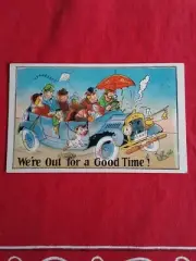 Vintage "WE'RE OUT FOR A GOOD TIME!" POSTCARD 1898 -1901 Unused