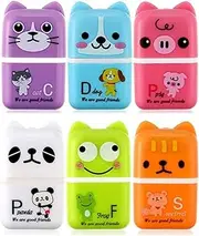 StudentsZone Cute Pencil Erasers for Kids, 6 Count & 6 Colors, White, Purple, Blue, Green, Pink, Orange, Fun Party Favor & School Supplies, Kawaii Drawing Eraser for Boys and Girls (SZE06B)