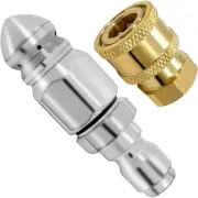 2 Pack 5000 PSI Sewer Jet Nozzle with Pressure Washer Coupler, Stainless Steel