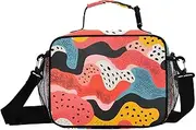 Abstruct Colorful Wave Insulated Lunch Box for Women Men - Ideal for Work, Picnics - Includes Adjustable Shoulder Strap