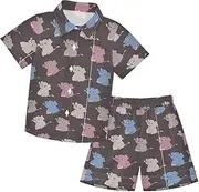 [Caihoyu] Toddler Baby Boy Short Sleeve Button Down Shirt & Shorts Set Toddler Kids Baby Boys Summer Clothing