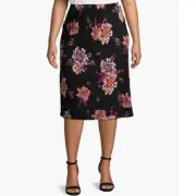 Womens Terra & Sky Pull On Slip Skirt Sz 0X 1X 2X 3X 4X Floral Elastic Waist NWT