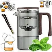 Assassins teapot Magnetic Filtration Teapot - 2025 Elevar Glass Teapot with Fine Mesh Infuser & Press Control for Exquisite Flower Tea Brewing(Gray,720ML)