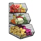 3-Tier Stackable Wire Baskets for Pantry Organization and Storage Kitchen Cou...