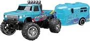 tieedhfu Mini RC Monster Truck 1/64 Scale Alloy Housing Remote Control Car USB Rechargeable ABS Mini Rc Monster Truck with Traile, B