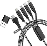 USB C Multi Charger Cable 4 in 2 Fast Charging 3M/10Ft [Apple MFi Certified] USB A/USB C to Micro USB+Type C+2 Lightning, Universal Charger Cable for iPhone/Android(Type C Not for i pad & iPhone15)