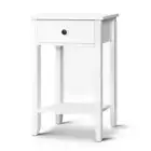 Bedside Table 1 Drawer with Shelf BOWIE White Artiss