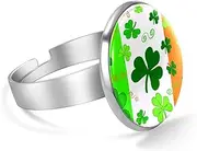 [FVQL] Stainless Steel Ring for Girls, Irish Flag and Shamrock Clovers