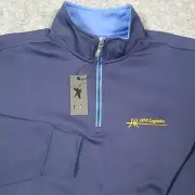 NWT Fairway & Greene Tech Pullover Mens L Blue Caves 1/4 Zip Golf Embroidered