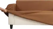 Sherwood Home Premium Faux Suede Fitted 2 Seater Sofa Slipcovers Cloth Couch Cover High Stretch Fit Anti-Slip Anti-Wrinkle Removable Machine Washable Protector - Rust