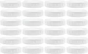 Cornucopia Two Dozen Wide Mouth Plastic Mason Jar Lids (24-Pack Bundle); 2 Dozen Unlined White Ribbed Lids, 86-450 Size