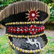 Steampunk Sequin Black Hat Burning Man EDC Costume New Year Christmas Party Hat
