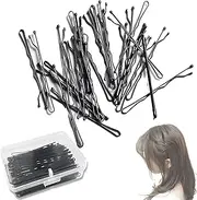 200 Count Bobby Pins, 5 CM Black Hair Pins, Buns Waved Hair Pins for Women Girls Kids, Stable and Non-slip Metal Bobby Pins HairGrip with Clear Storage Box