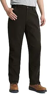 [HISEA] Men's Double Knee Flex Canvas Work Pants Relaxed Fit Utility Pants with 7 Pockets