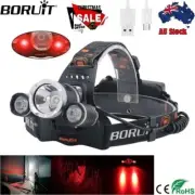 90000LM White + Red Light LED Head Torch Headlamp Rechargeable Headlight Lamp