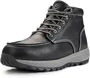 [SUREWAY] Men's Lightweight Casual Soft Toe Work Boot - Moc Toe, Men's Construction Industry Safety Wedge Work Boot/Shoe - Black, Comfort Insole, Superior Oil/Slip Resistance