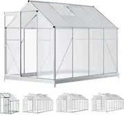 ALFORDSON Walk-in Tunnel Greenhouse with PC Panels & Steel Base, Aluminum Frames Green House Shed with Sliding Door and Vent, Grow Tent 2.5x1.9x1.8M