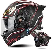 DOT Approved Flip Up Front Helmets Dual Anti-Fog Visors Full Face Helmet Bluetooth Modular Motorcycle Helmet with Tail Built-in Mp3 Integrated for Adults Men Women 55-64CM