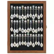 36-Slot Solid Wood Tea Spoon Display Case with Glass Door, Walnut Finish