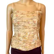 Betsy Johnson Peach Floral Camisole Top Size 4 XS H16