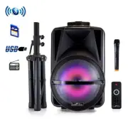 beFree Sound 12 Inch Bluetooth Rechargeable Portable PA Party Speaker with React
