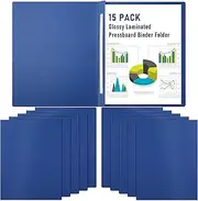 Resurhang 15 Pack 8. 5" x 11" Blue Pressboard Report Covers, Letter Size Paper Folders with Metal Prong Fastener, 3'' Capacity Glossy File Documents Presentation Binder Portfolios Holders