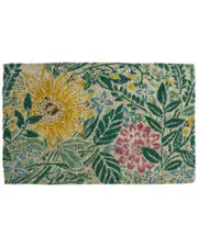Entryways Williamsburg Sunflower Blockprint Handwoven Coconut Fiber Doormat
