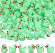 MiniInflat 150 Pcs Mini Resin Ducks Miniature Ducks Tiny Duckies Figures for Home Prank Game Micro Landscape Aquarium Dollhouse Ornament Mini Ducks DIY Terrarium and Handmade School (Green)