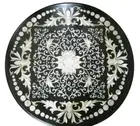20" Marble side end black semi precious stones table top pietra dura work