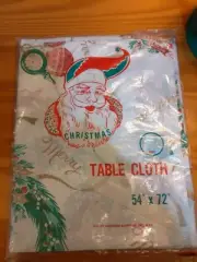 Vintage vtg new nos 54x72 in plastic Christmas tablecloth. Made In NYC