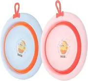 Kisangel 2pcs Baby Portable Collapsible Newborn Wash Basin Soft Sink for Boys and Girls Toddlers Random Style