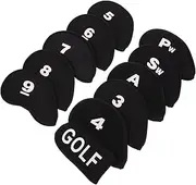 GANAZONO 11pcs Golf Iron Sets Organizer Golf Club Covers Vice Number Holder Golf Putter Golfers Cover Golf Club Bags Heads Odyssey Golf Covers Driver Ten Elastic Material Black
