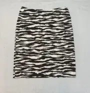 NWT Anne Klein Brown Zebra Stretch Skirt Size 2 Cotton Blend Animal Print Skirt