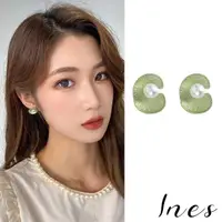 在飛比找momo購物網優惠-【INES】韓國設計法式復古綠色花苞珍珠夾式耳環(無耳洞耳環