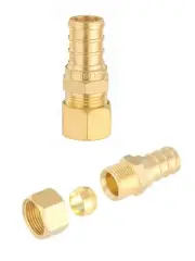 EFIELD 2 PCS 1/2" Crimp Pex 3/8"Straight Compression Transition Coupling Adapter