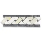 G651BXH Calacatta Gold Calcutta Marble 4x12 Basketweave Mosaic Border Honed